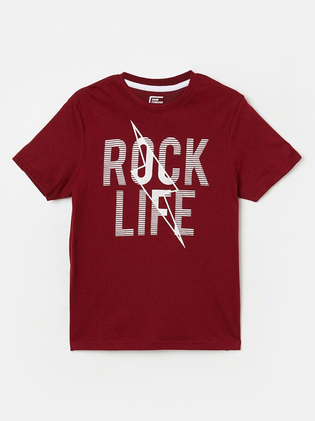 

Fame Forever by Lifestyle Typography Printed Cotton T-shirt, Red