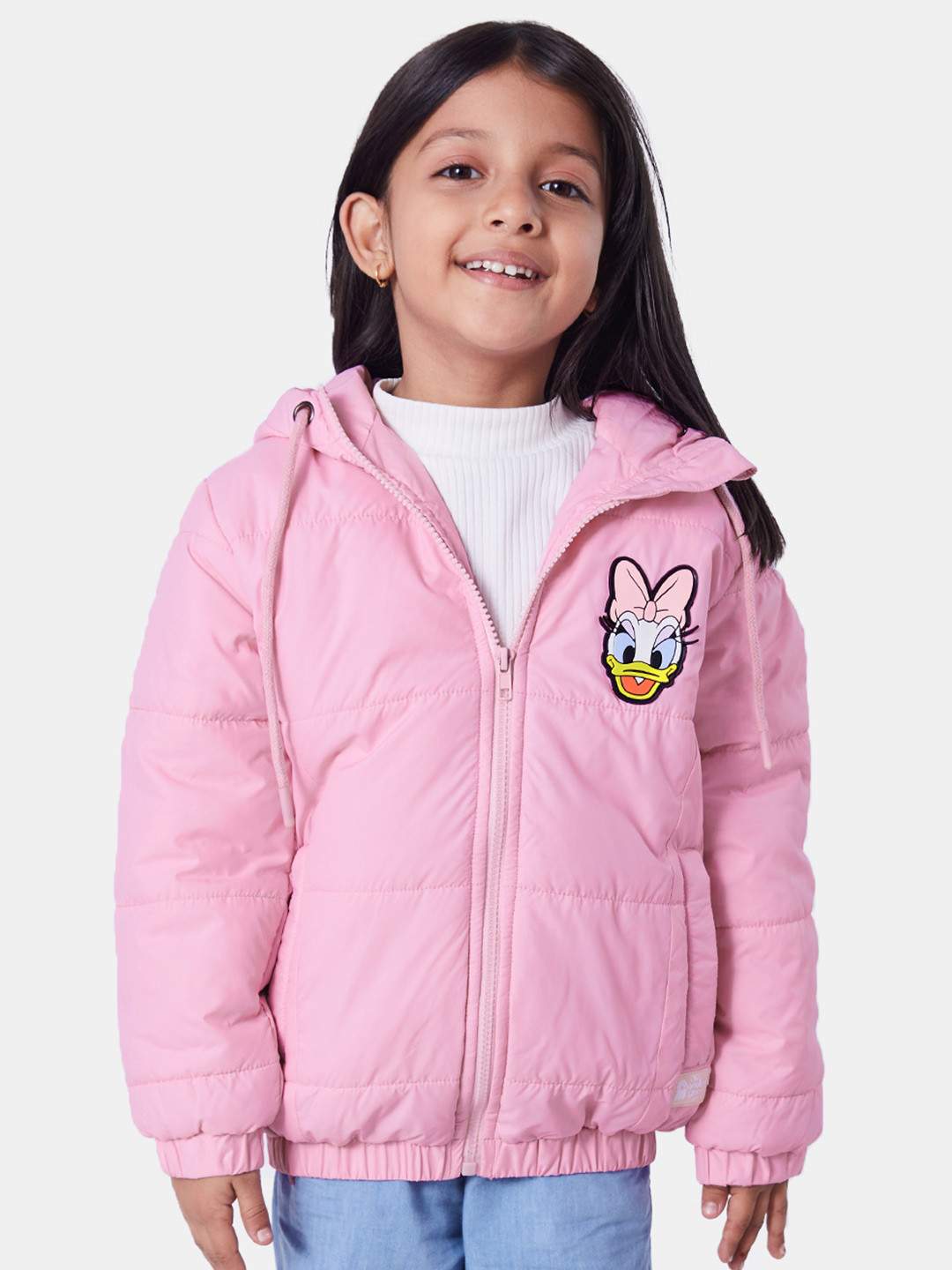 

The Souled Store Girls Lightweight Padded Jacket with Patchwork, Pink