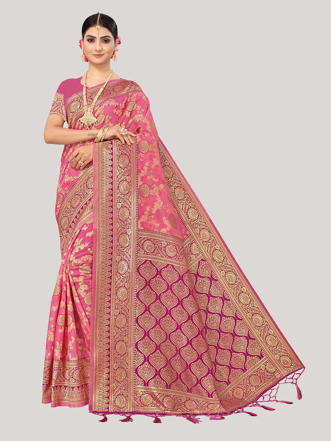 

Mitera Woven Design Zari Banarasi Saree, Burgundy