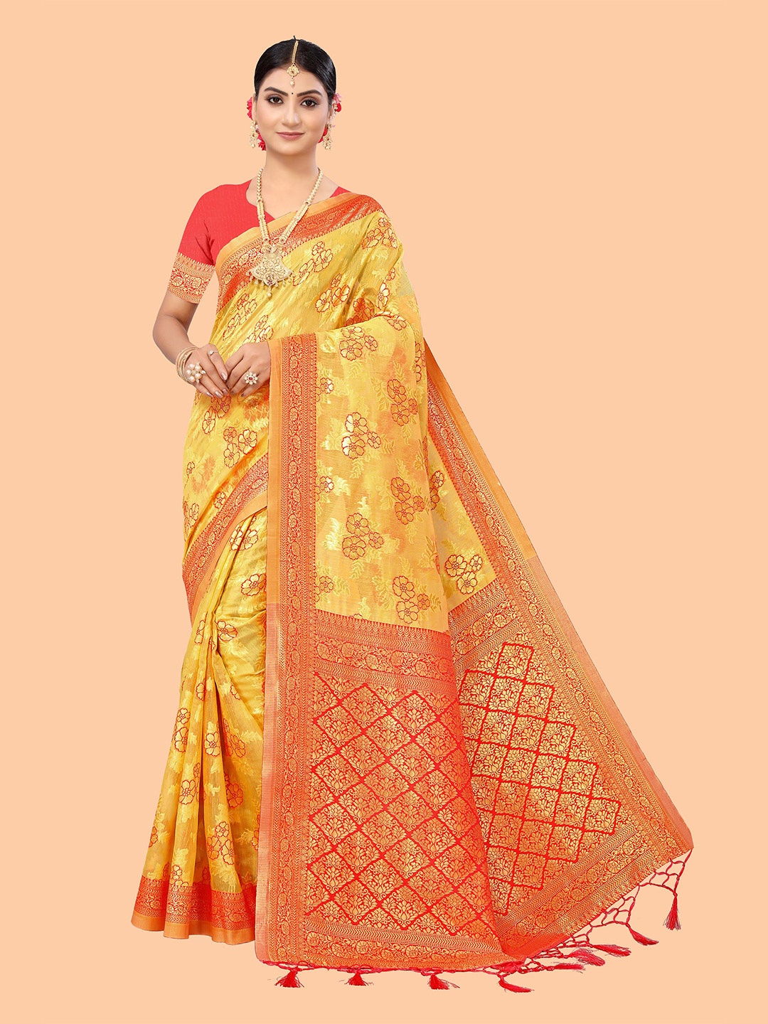 

Mitera Woven Design Zari Banarasi Saree, Gold