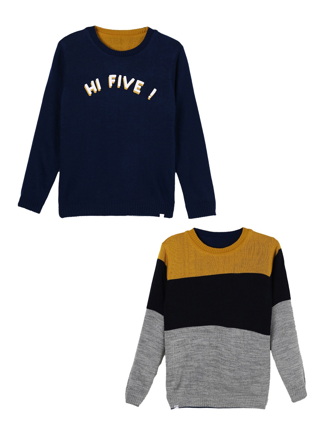 

Fame Forever by Lifestyle Boys Colourblocked Acrylic Pullover, Navy blue