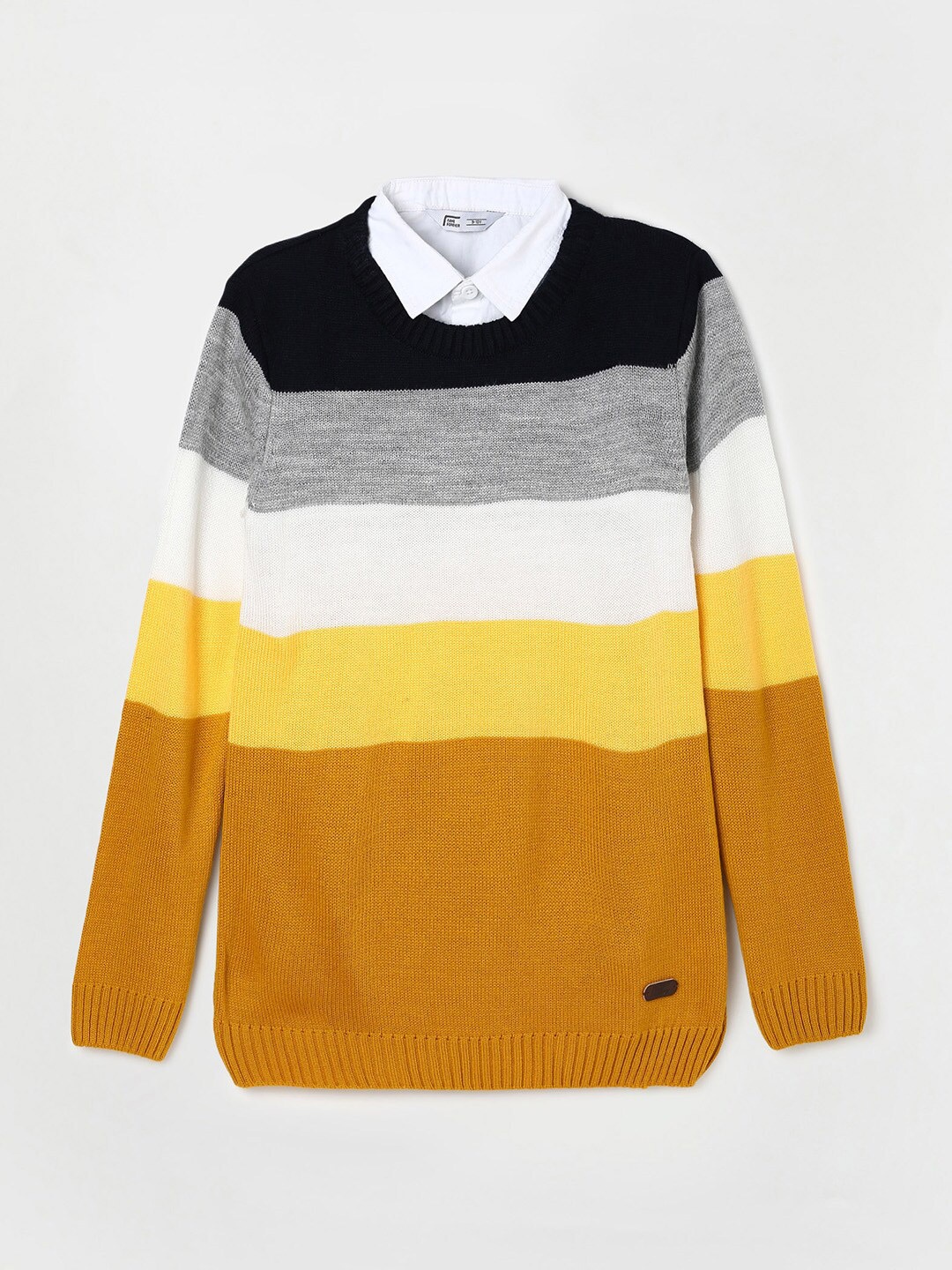 

Fame Forever by Lifestyle Boys Acrylic Colourblocked Pullover, Mustard