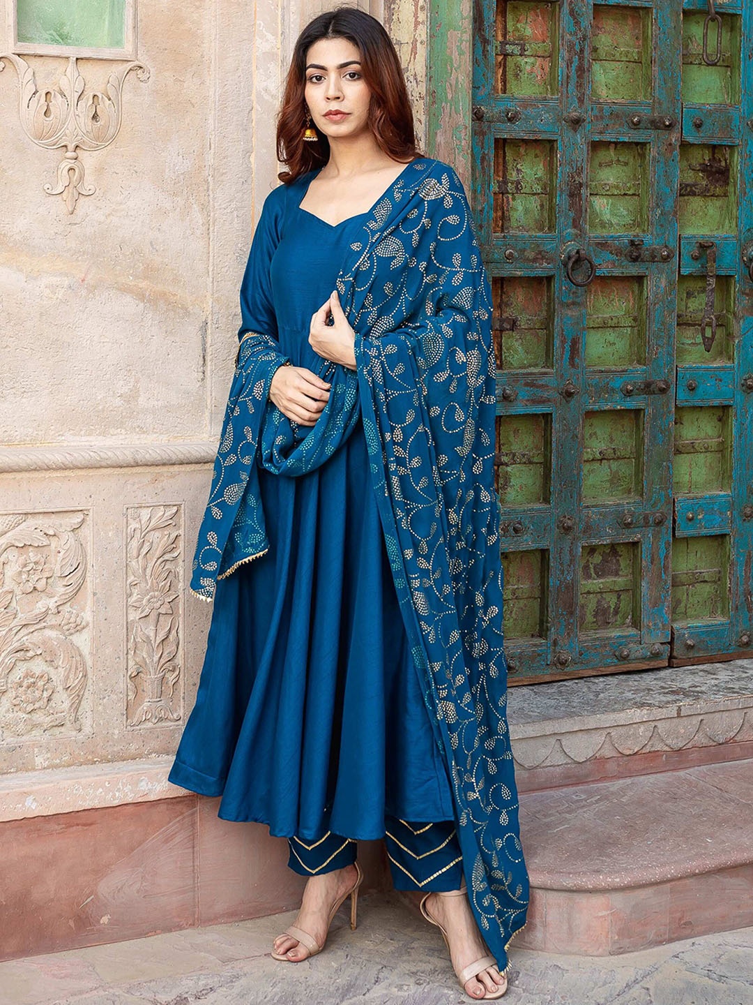

EMPRESS PITARA Kurta with Trousers & With Dupatta, Teal