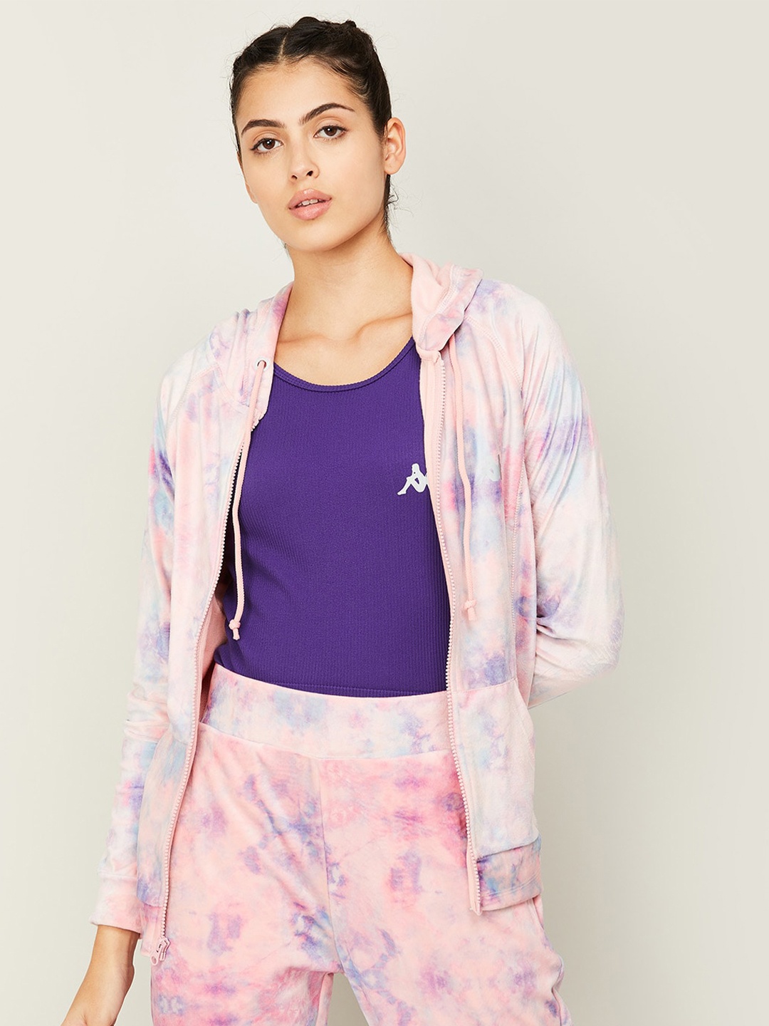 

Kappa Women Printed Hooded Cotton Sweatshirt, Peach