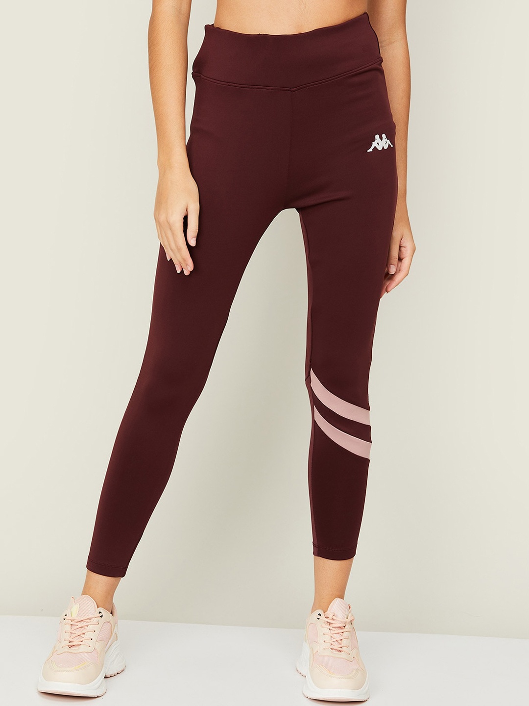 

Kappa Women Striped Cotton Tights, Maroon