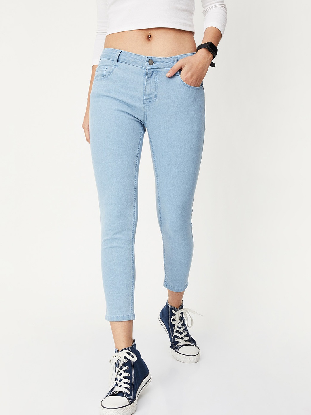 

max Women Blue Regular Fit Cotton Jeans