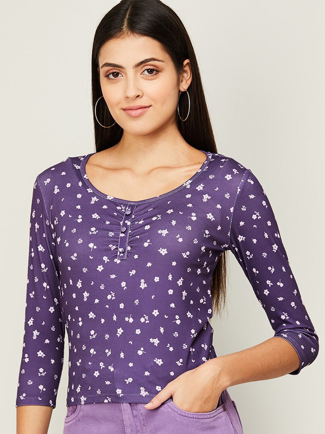 

Ginger by Lifestyle Floral Print Top, Purple
