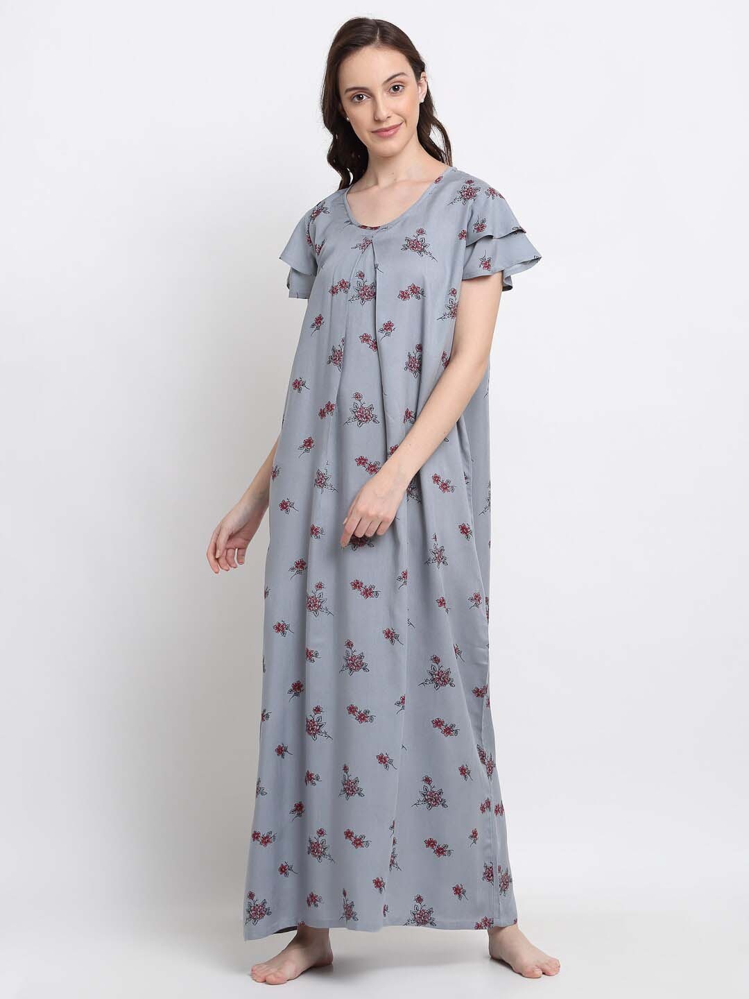 

ETC Printed Maxi Nightdress, Grey