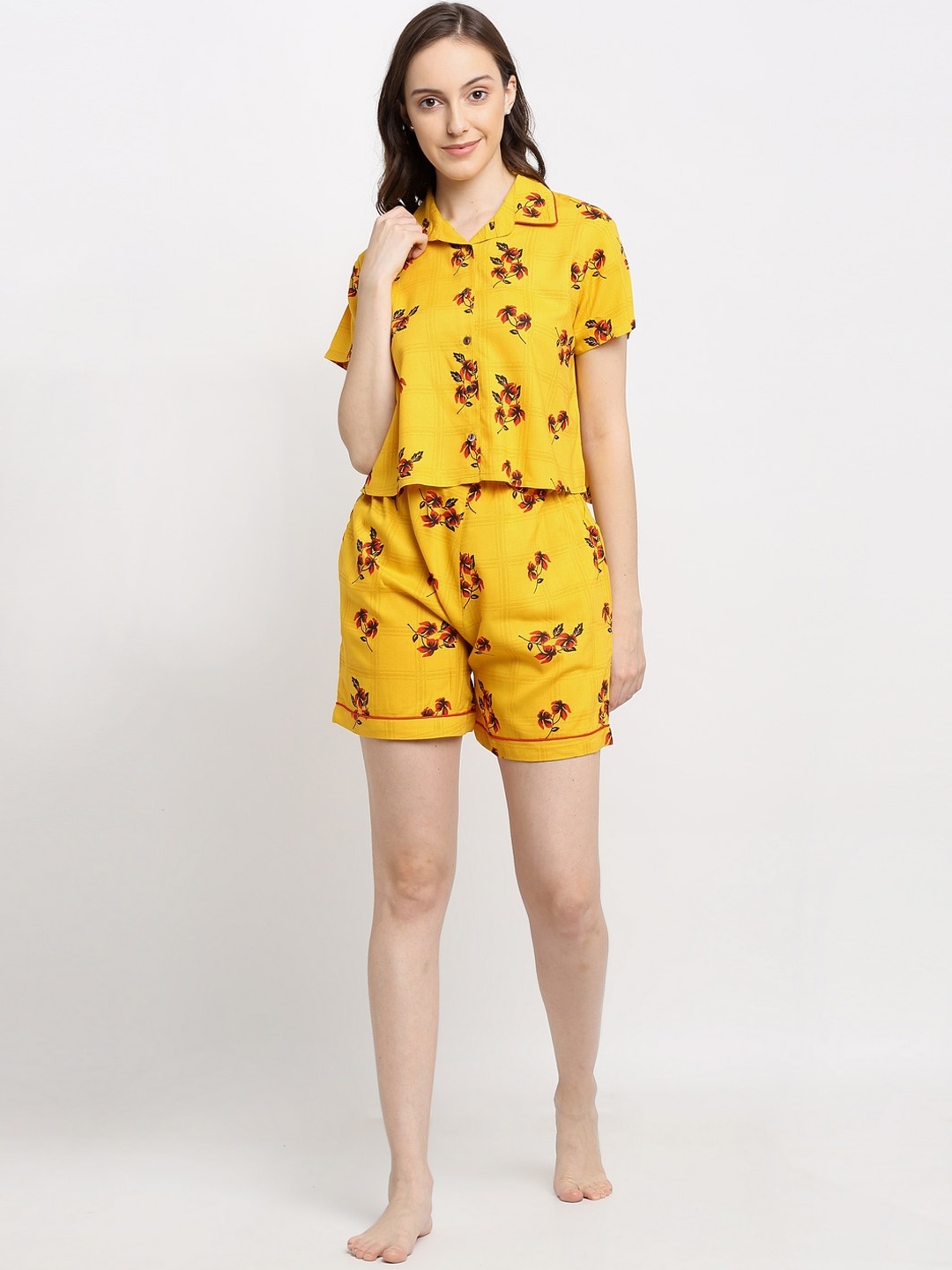 

ETC Women Printed Night suit, Yellow