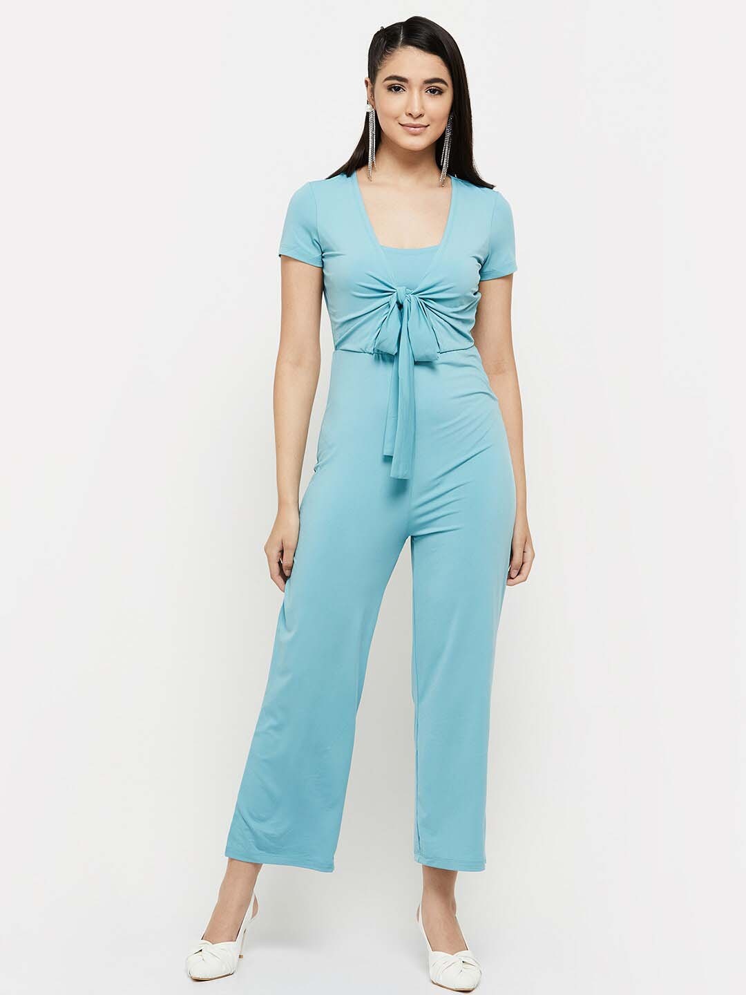 

max Square Neck Basic Jumpsuit, Blue