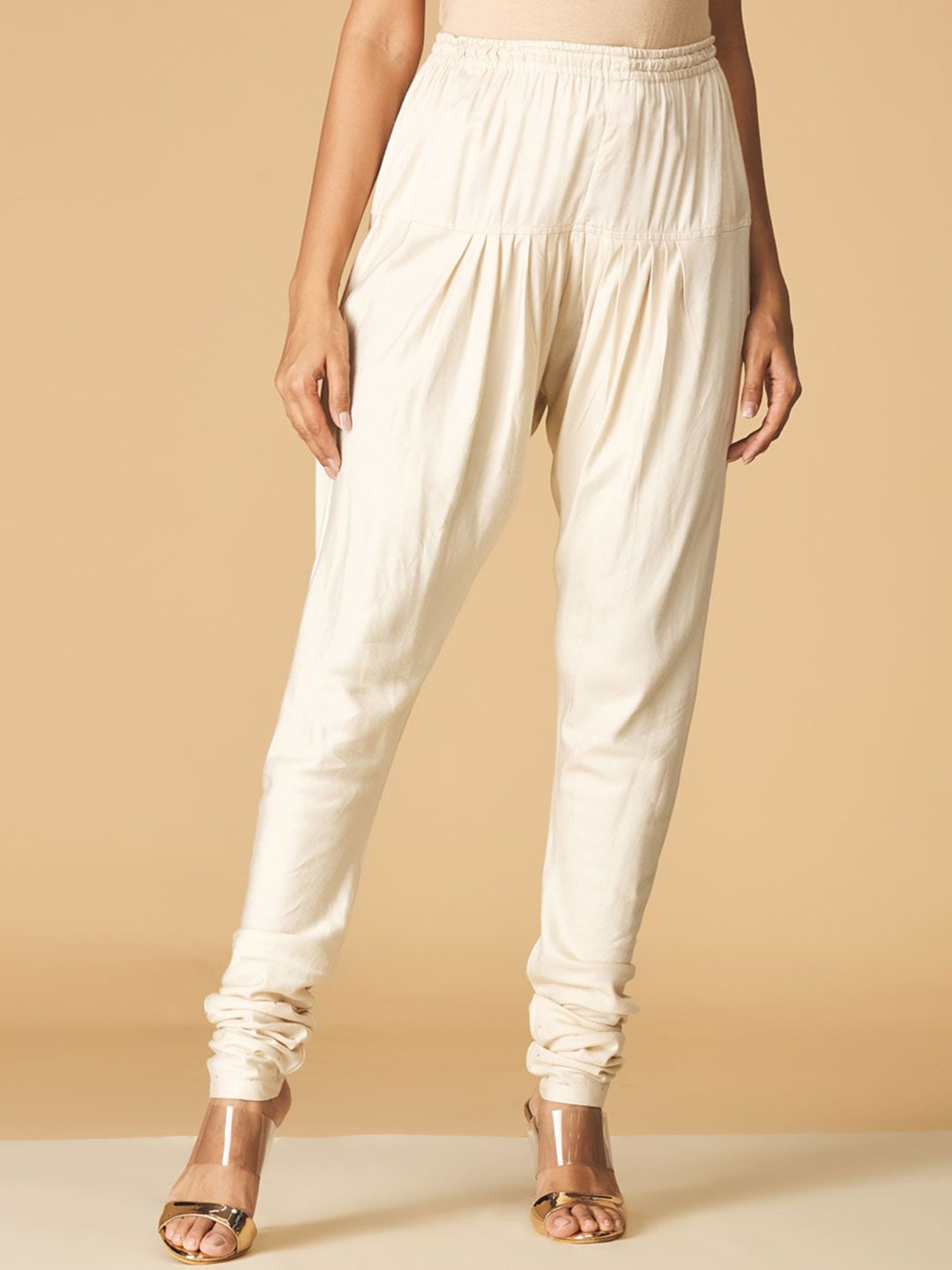 

Fabindia Women Natural Viscose Silk Churidar, Off white