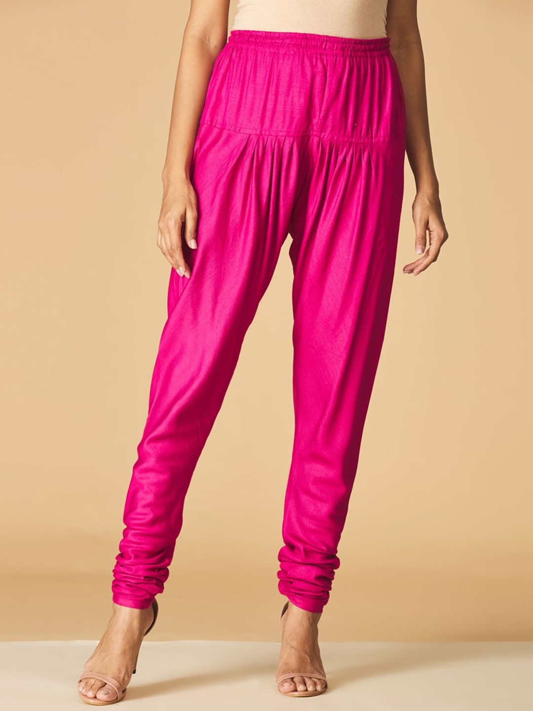 

Fabindia Women Viscose Silk Regular Fit Churidar, Magenta
