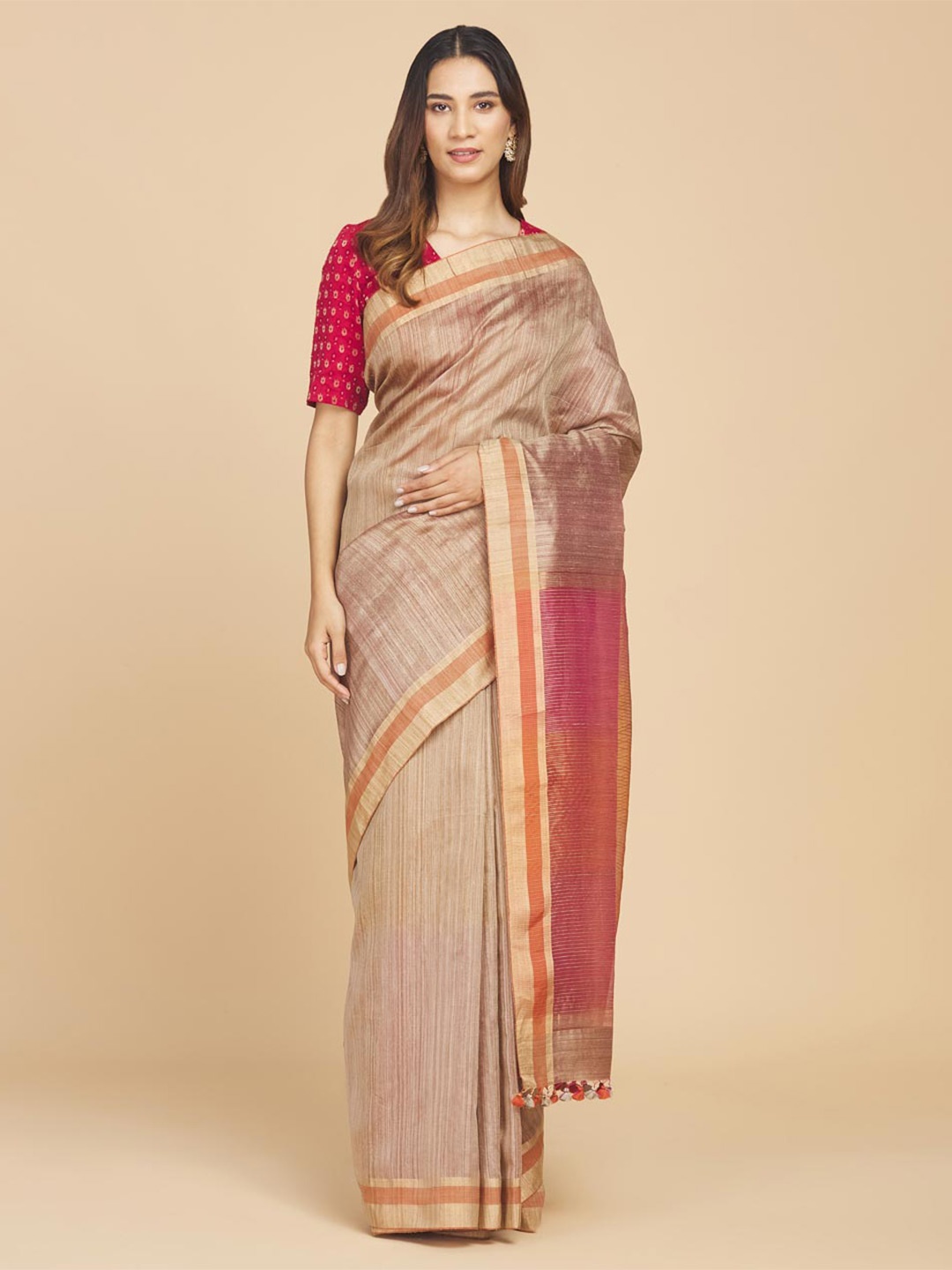 

Fabindia Woven Design Pure Silk Saree, Beige