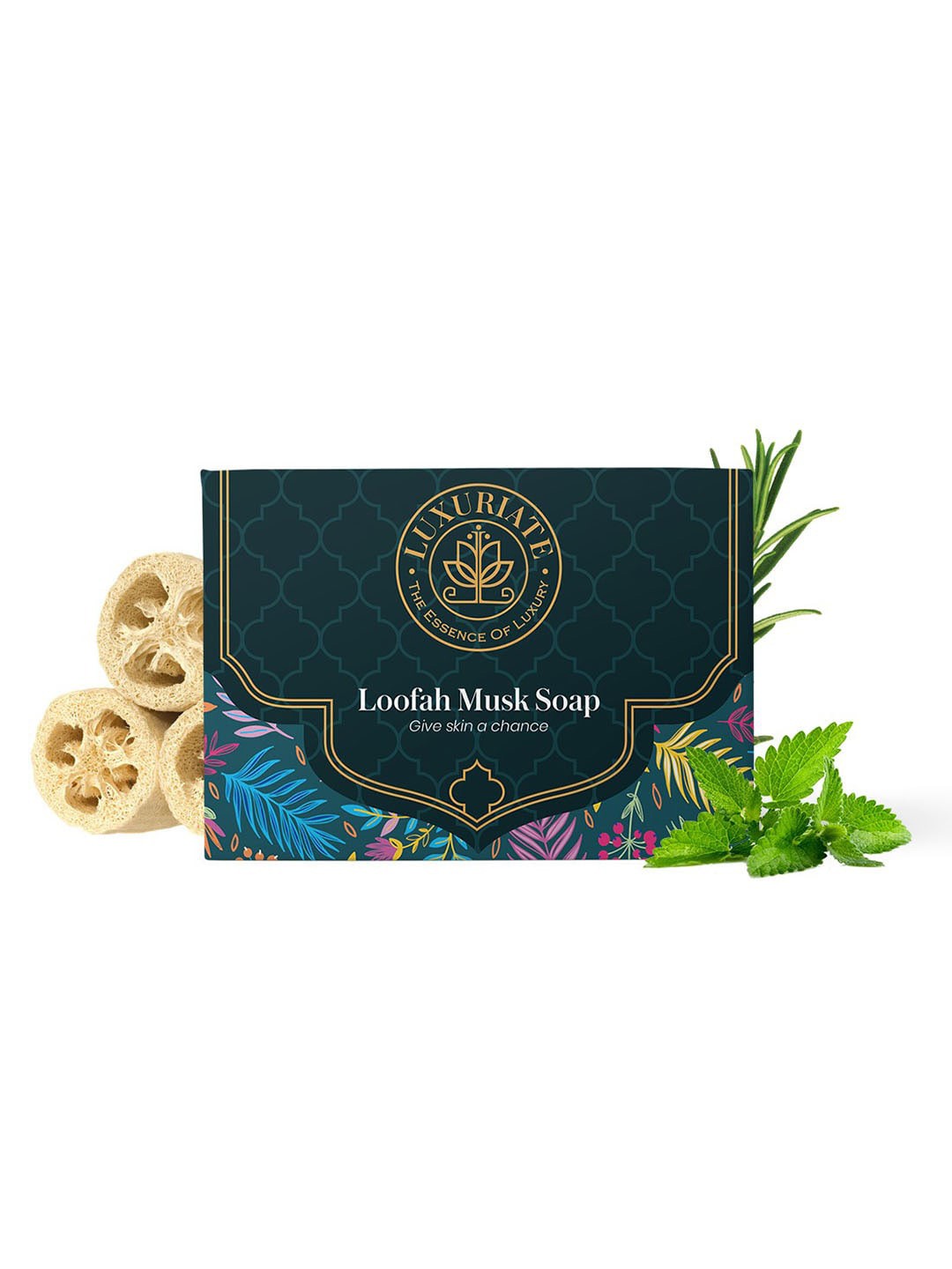 

LUXURIATE Loofah Musk Handmade Soap with Glycerin - 125 g, Blue
