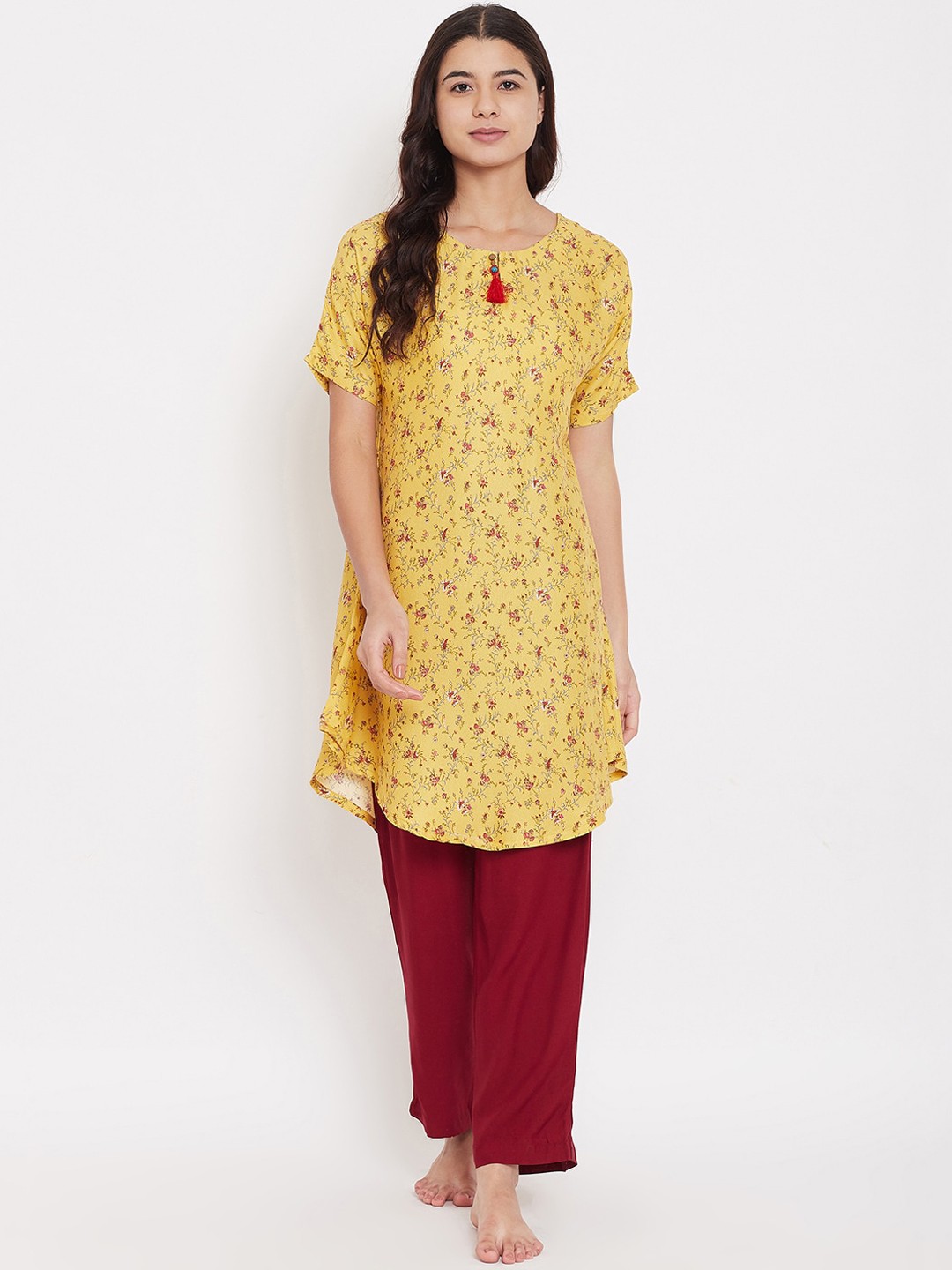 

The Kaftan Company Women Printed Night suit LW_VS_DJAMIES39R, Mustard
