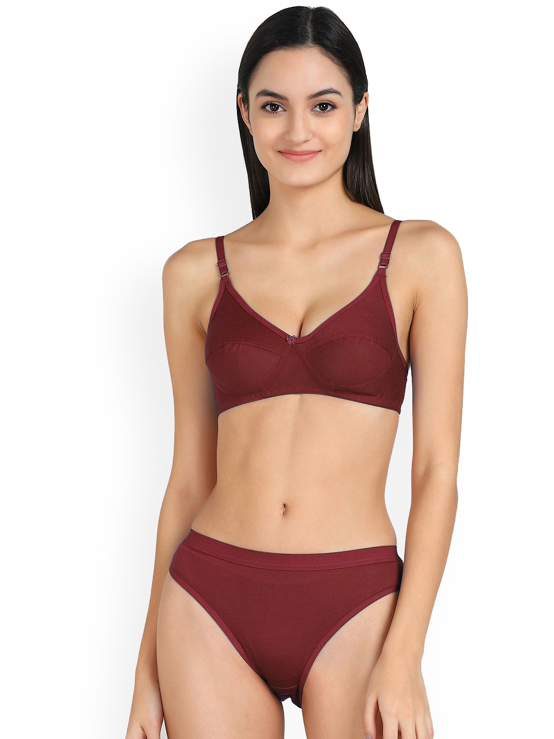 

AROUSY Cotton Lingerie Set, Maroon