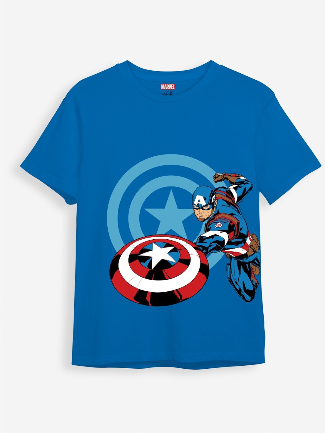 

Minicult Kids Captain America Printed Cotton T-shirt, Blue