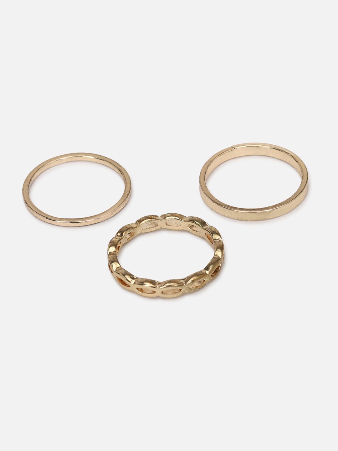 

FOREVER 21 Set Of 3 Patterned Finger Ring, Gold