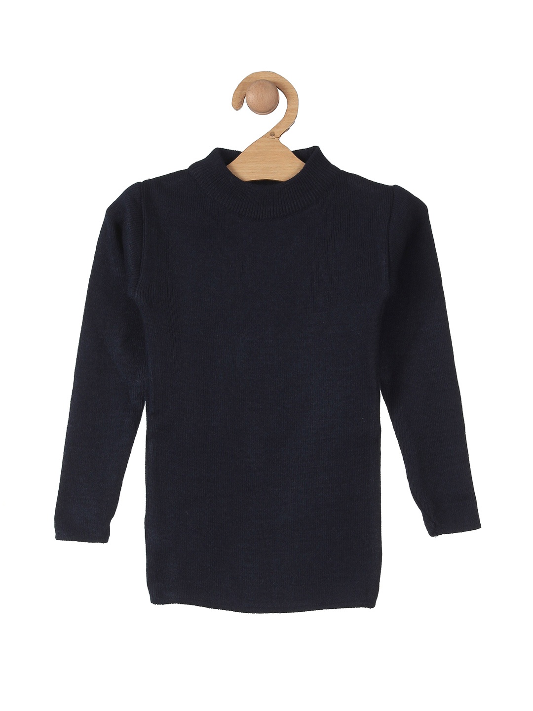 

Lil Lollipop Girls Mock Collar Woolen Pullover, Navy blue