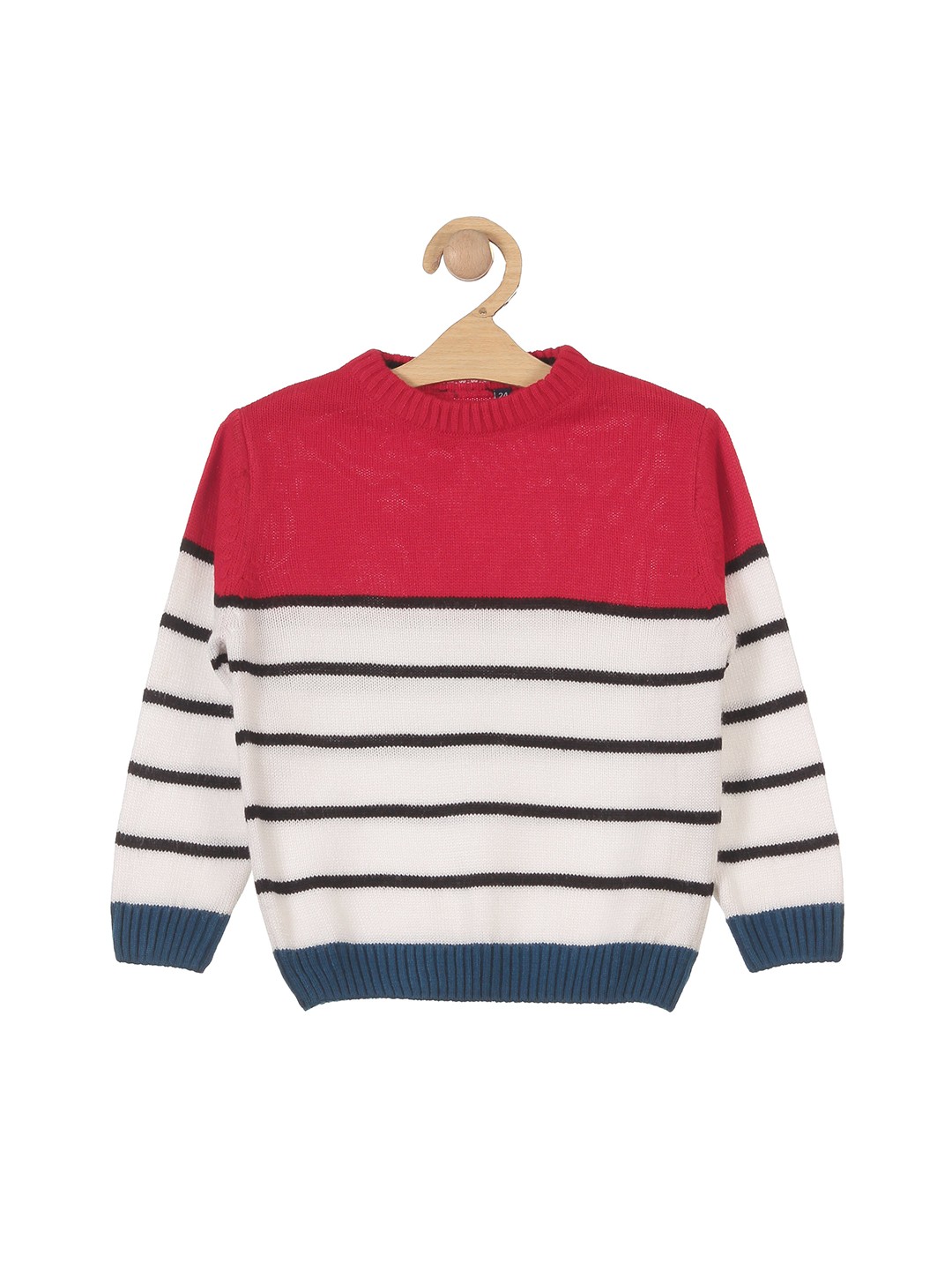 

Lil Lollipop Kids Striped Wool Pullover, White