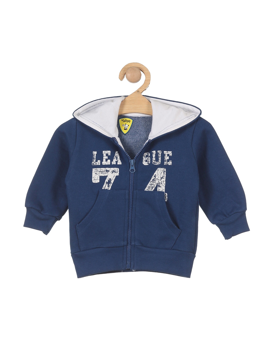 

Lil Lollipop Kids Blue Printed Cotton Hooded Sweatshirt