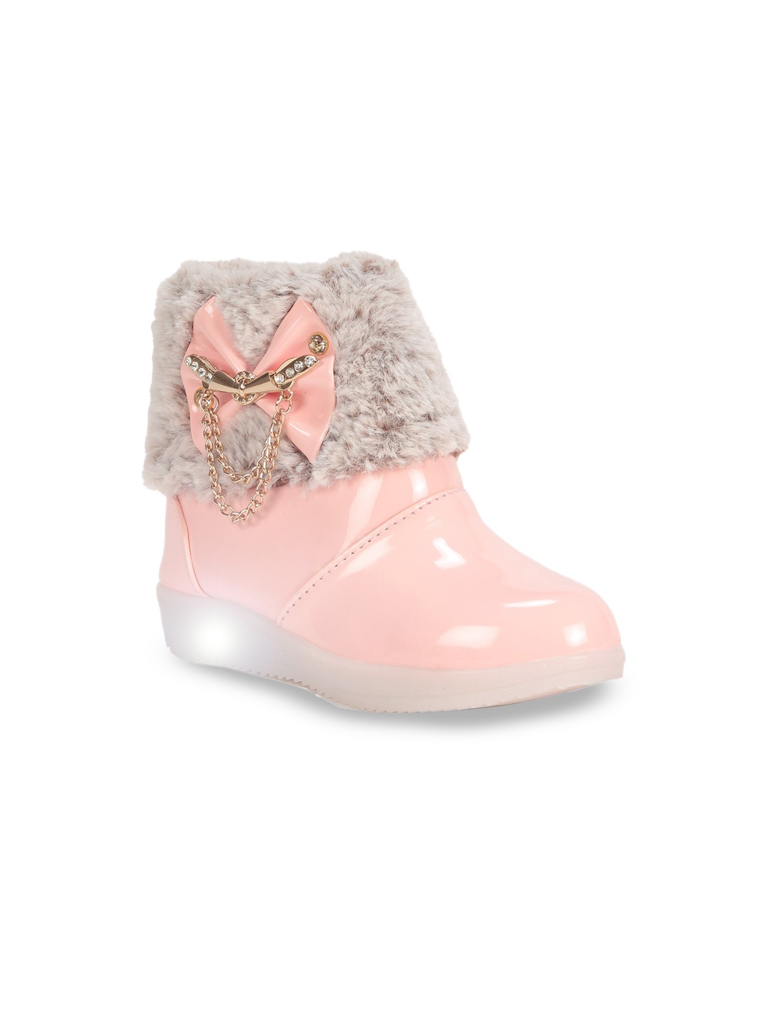 

Lil Lollipop Girls Embellished Faux Fur LED Light Boots, Pink