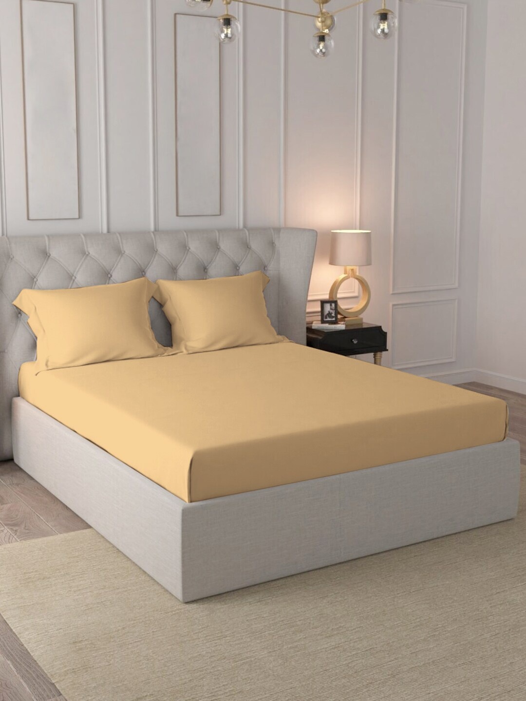 

PIZUNA LINENS Brown 400 TC Super King Bedsheet with 2 Pillow Covers