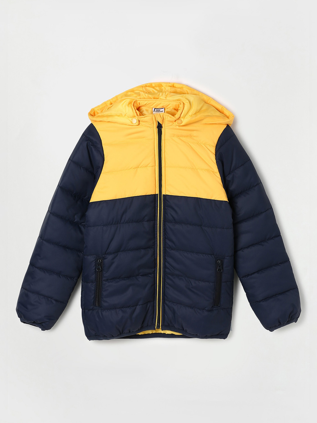 

Fame Forever by Lifestyle Boys Colourblocked Hooded Puffer Jacket, Navy blue