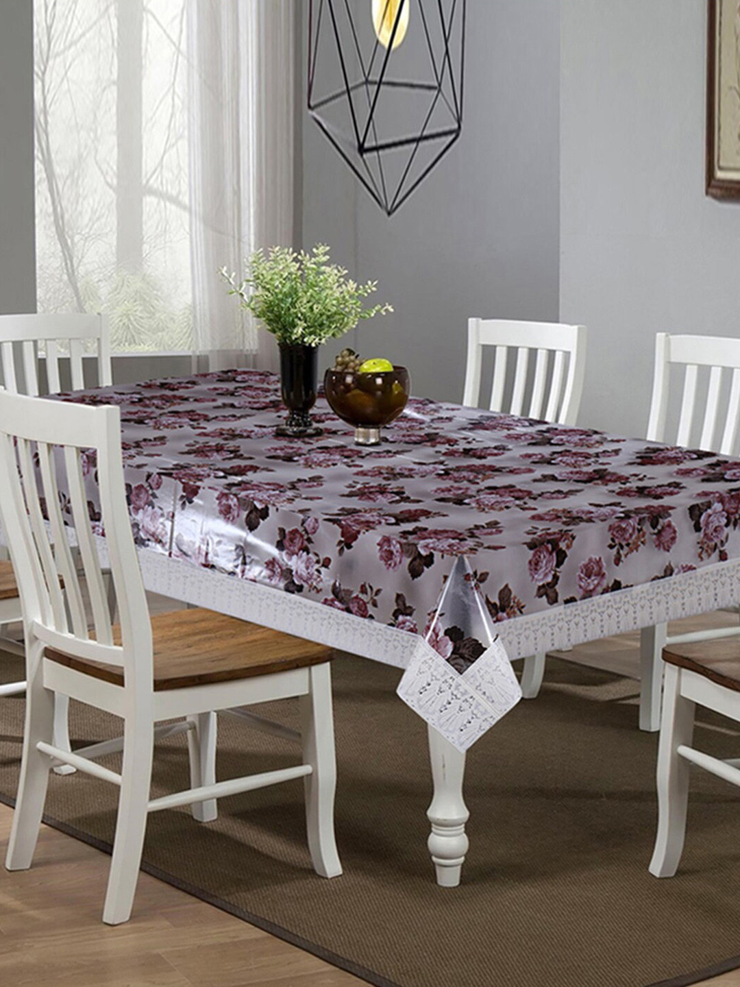 

KUBER INDUSTRIES Set of 2 Cream Floral Printed Waterproof Rectangular Table Covers