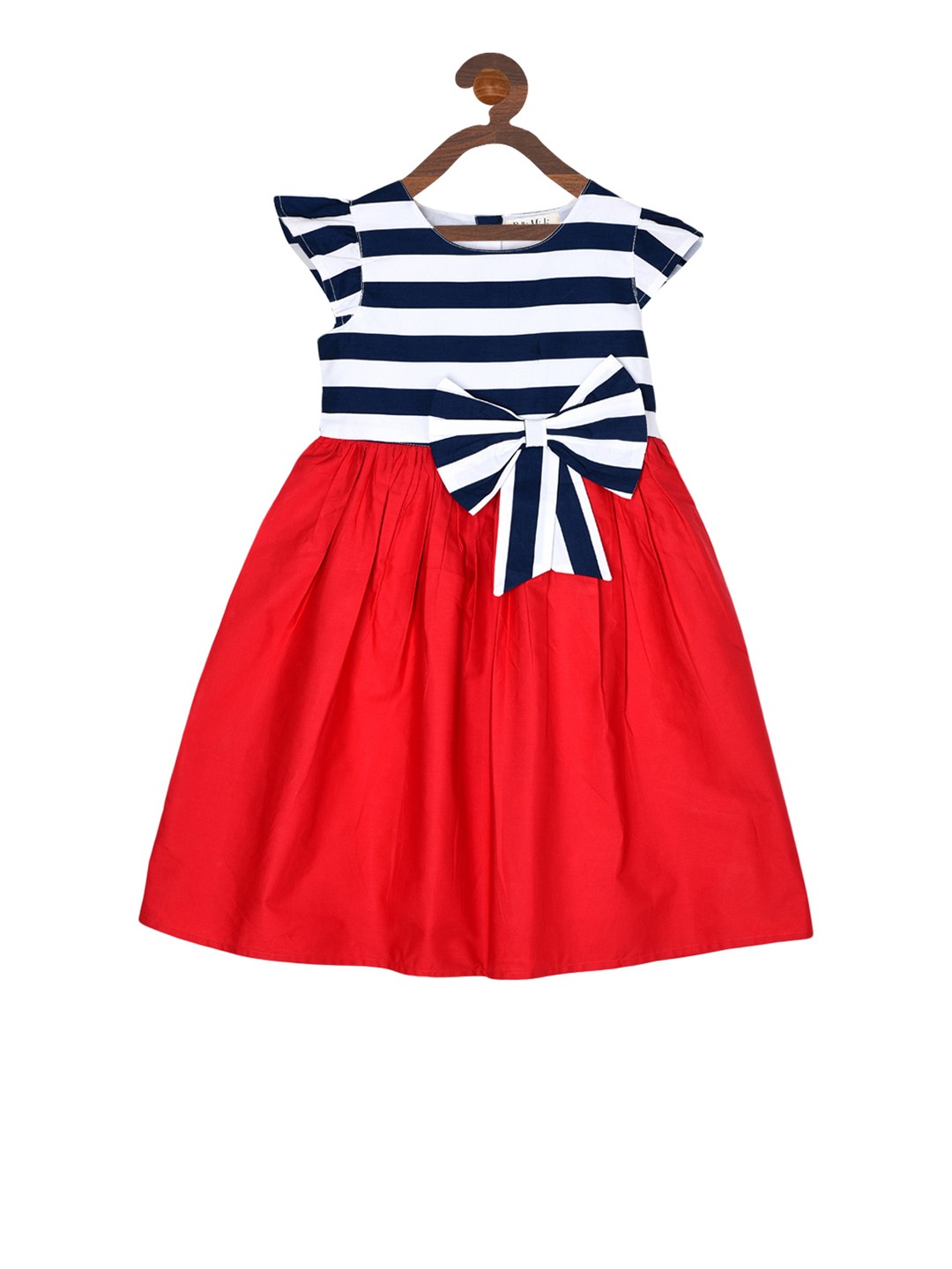 

Bella Moda Girls Red Striped Fit and Flare Dress