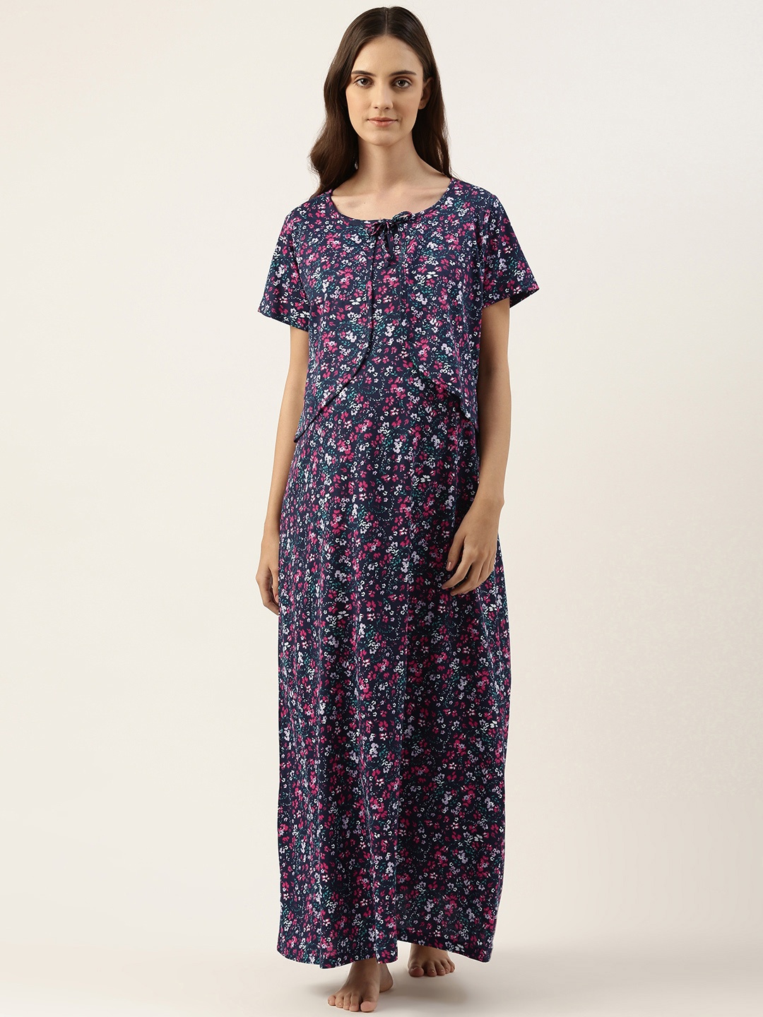

Nejo Printed Maternity Maxi Nightdress, Blue