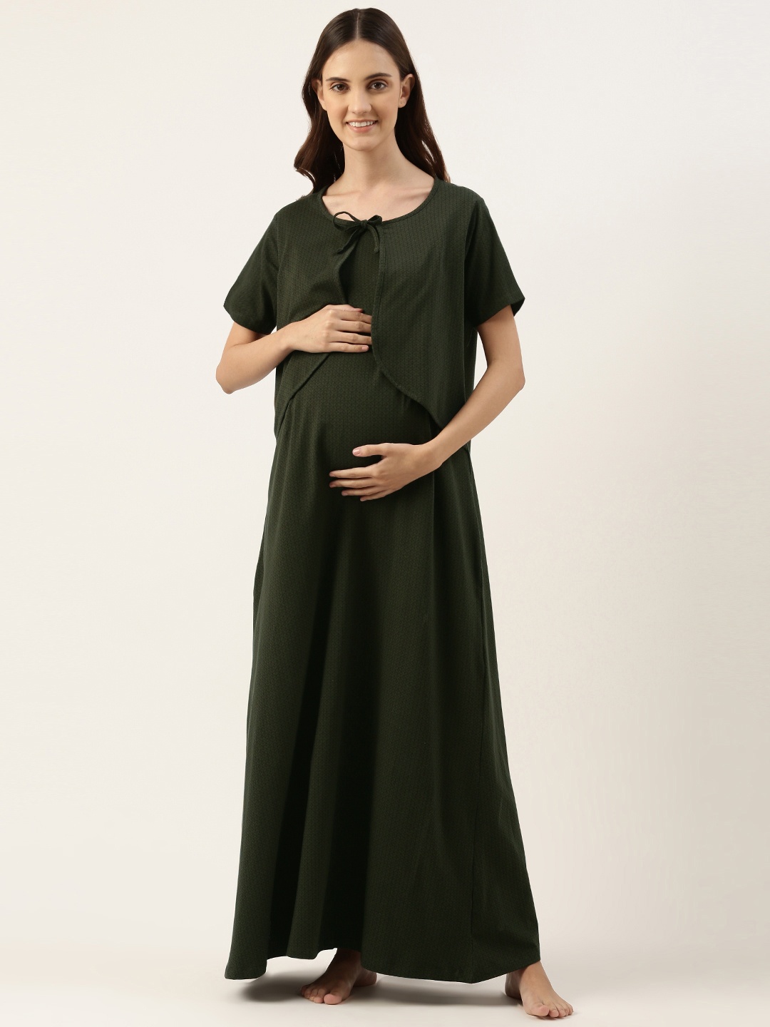 

Nejo Printed Maternity Maxi Nightdress, Olive