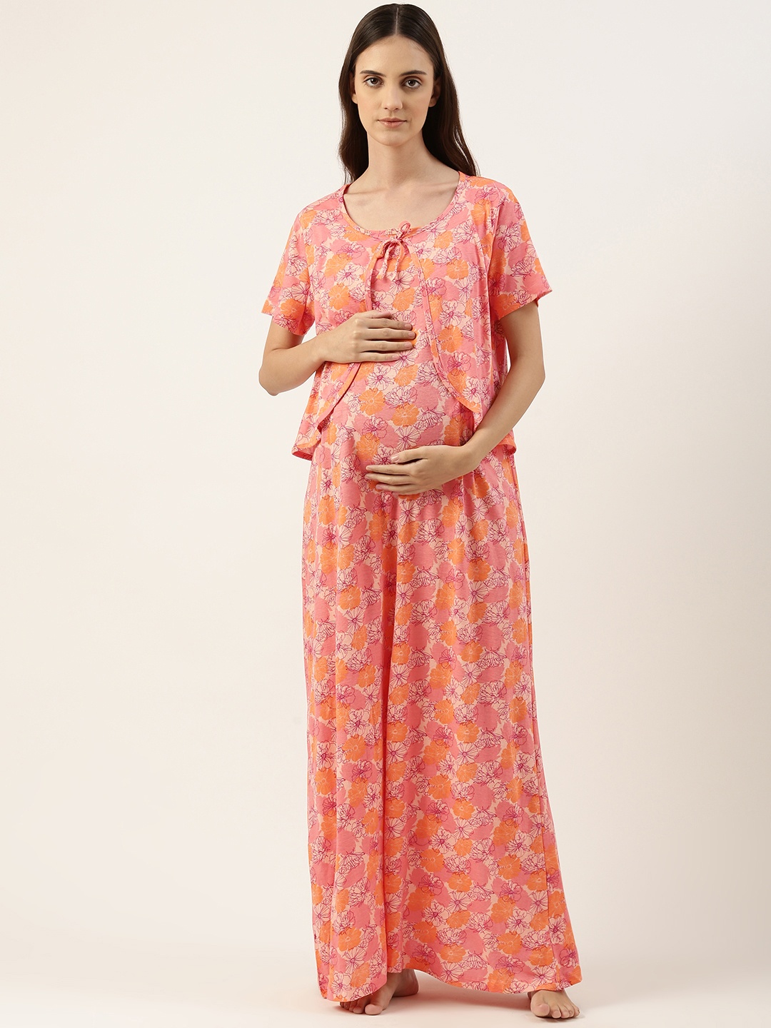 

Nejo Printed Maternity Maxi Nightdress, Pink