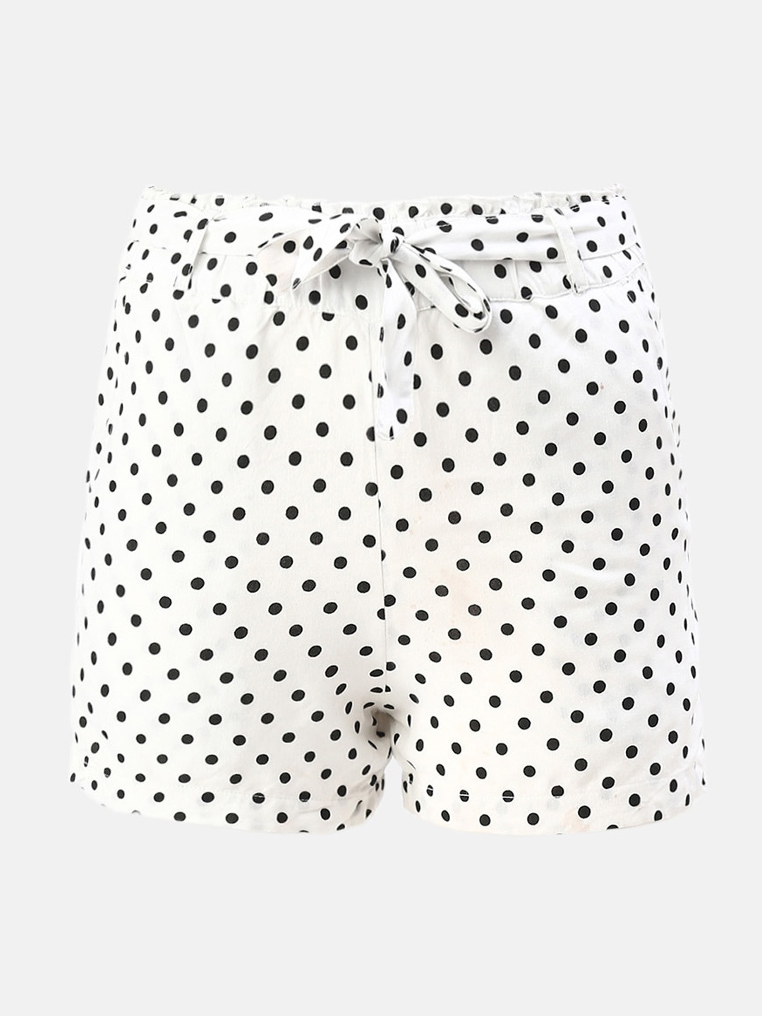 

De Moza Girls Polka Dot Printed Shorts, White