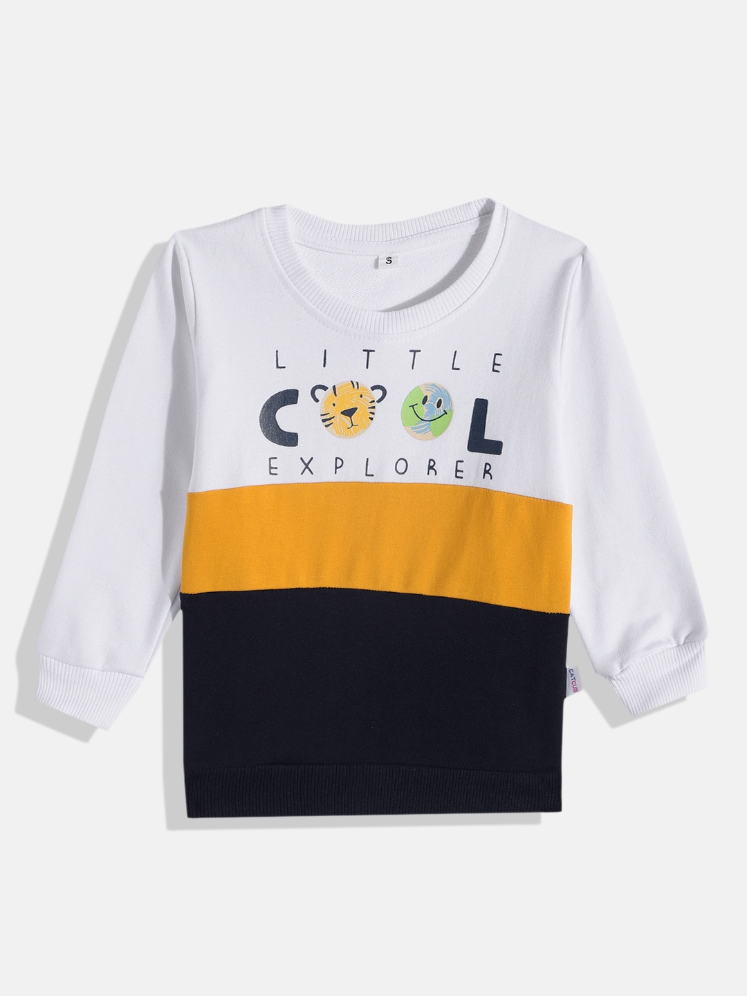

CATCUB Kids Colourblocked Cotton Sweatshirt, White
