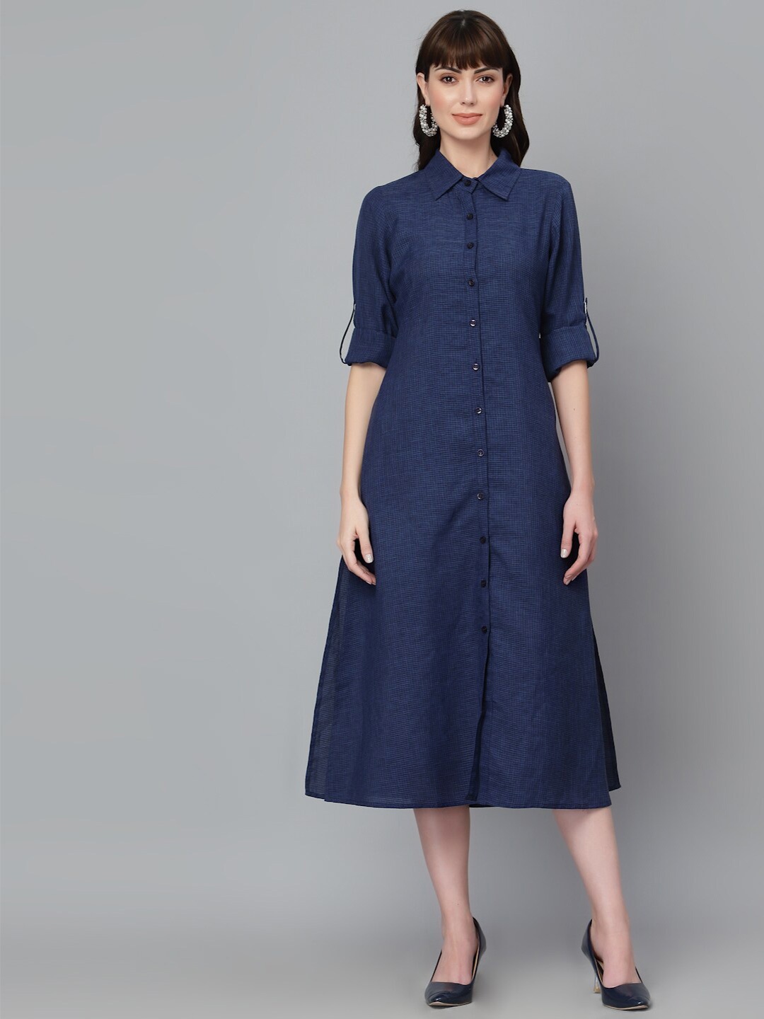 

Ragavi A-Line Cotton Midi Dress, Blue