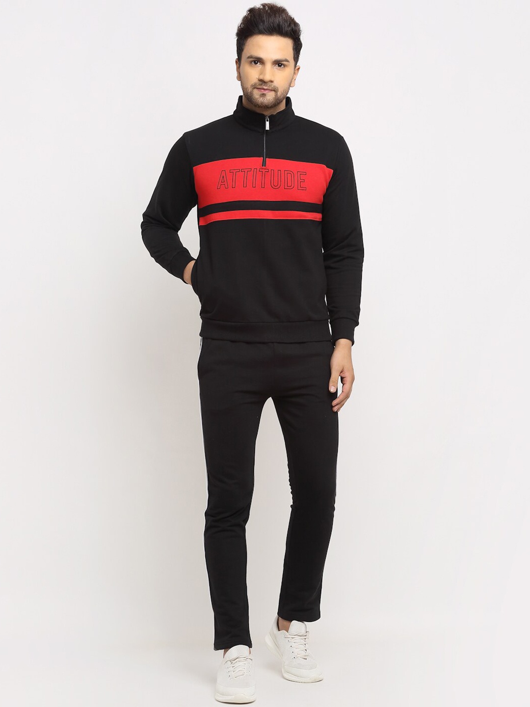 

WILD WEST Men Printed Winter Tracksuit, Red