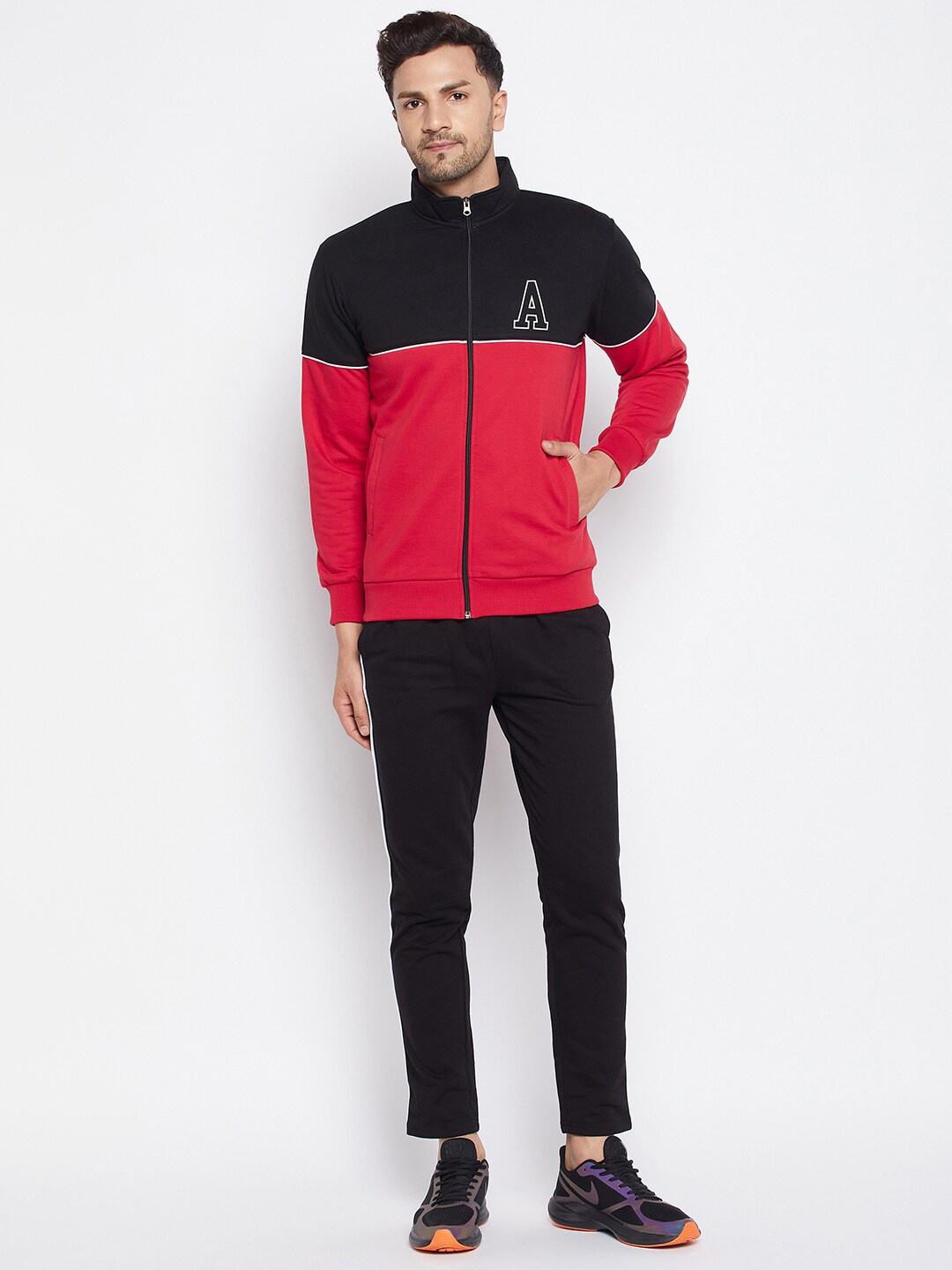

WILD WEST Men Cotton Fleece Winter Tracksuit, Red