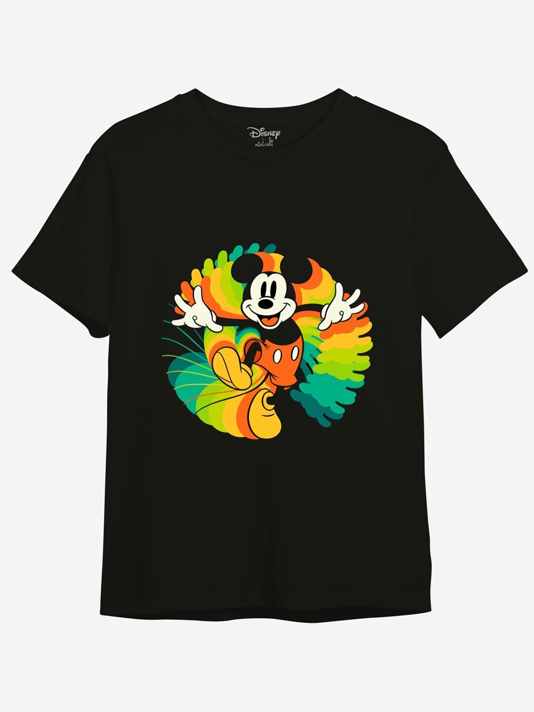 

Minicult Kids Mickey Mouse Printed Cotton T-shirt, Black