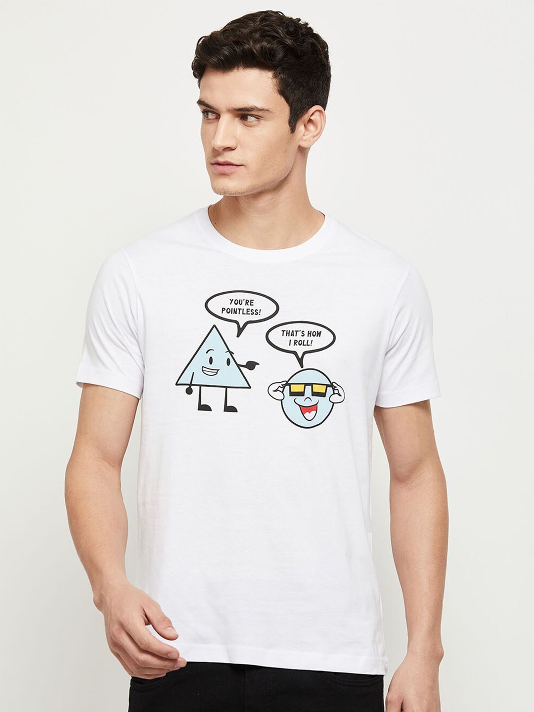 

max Printed Cotton T-shirt, White