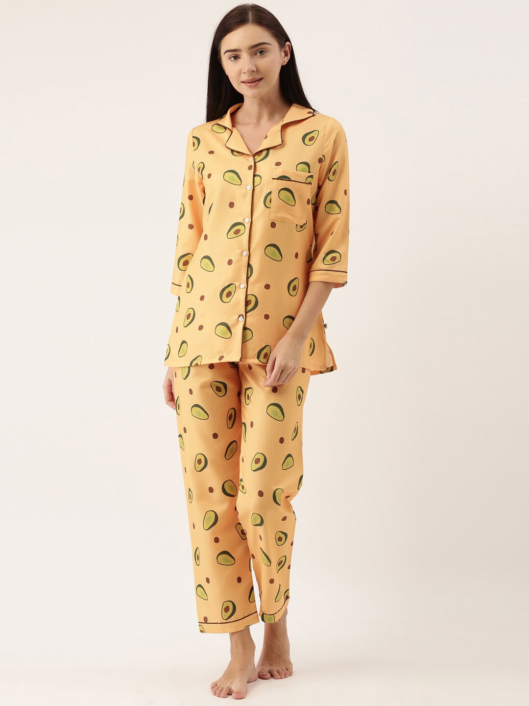 

Bannos Swagger Women Printed Nightsuit, Yellow