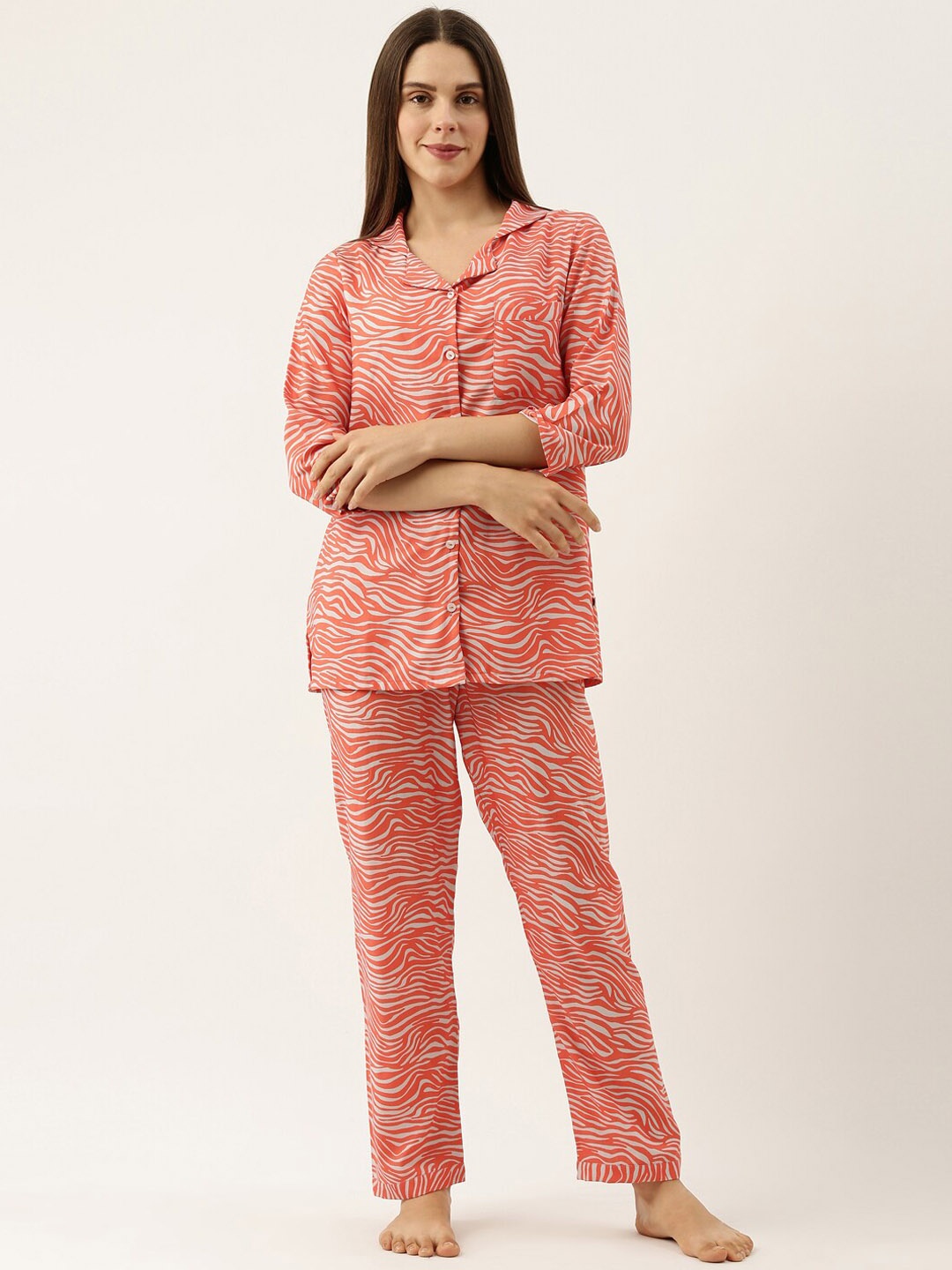 

Bannos Swagger Women Printed Night suit, Grey