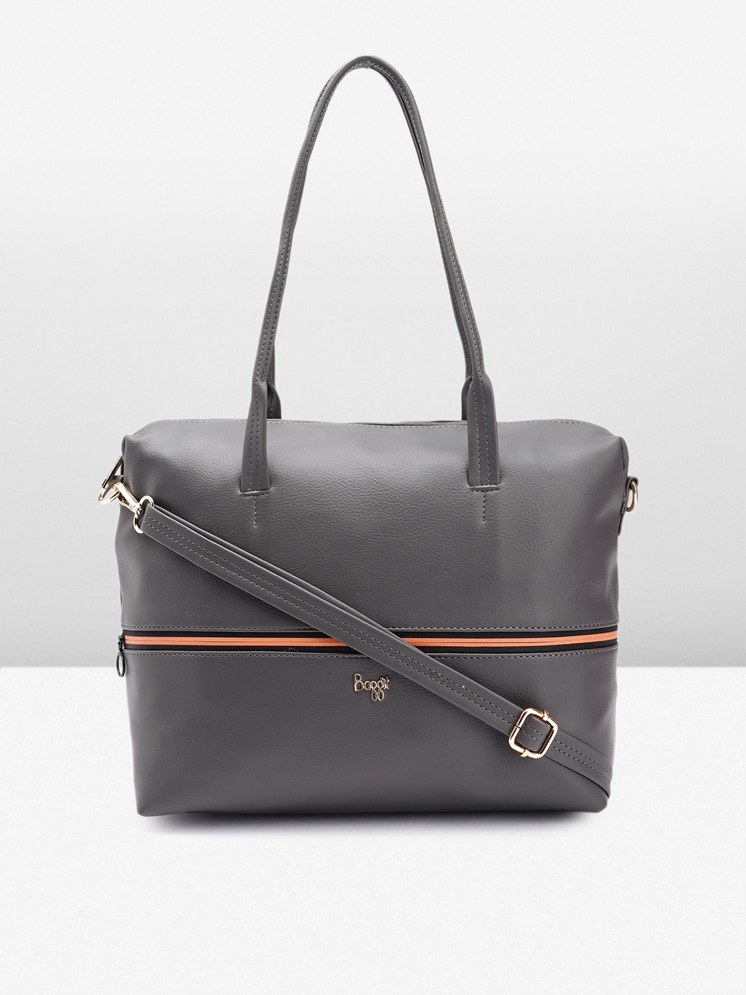 

Baggit Solid PU Structured Shoulder Bag, Grey