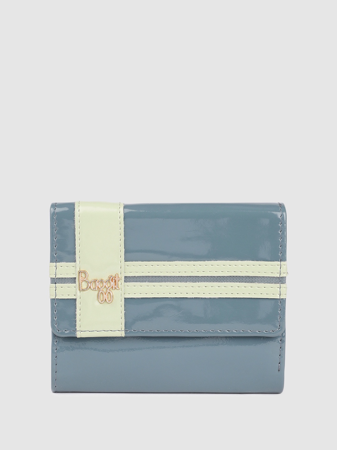 

Baggit Women Striped Three Fold Wallet, Blue