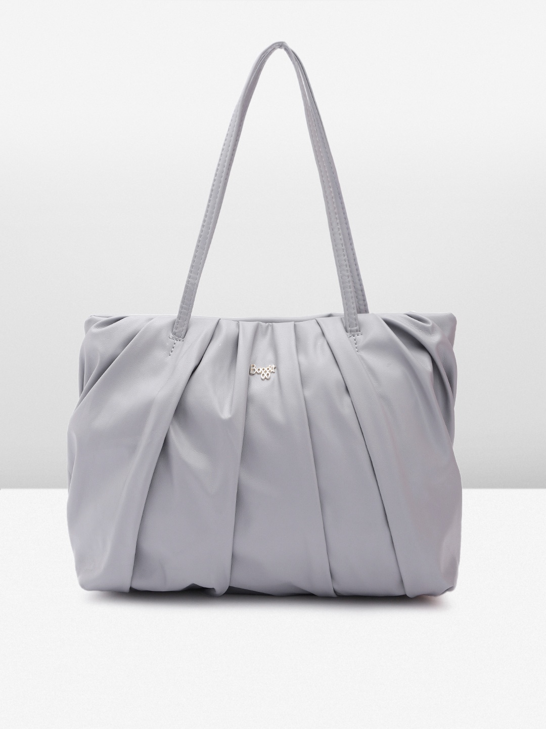 

Baggit Solid PU Structured Shoulder Bag With Pleated Detail, Grey