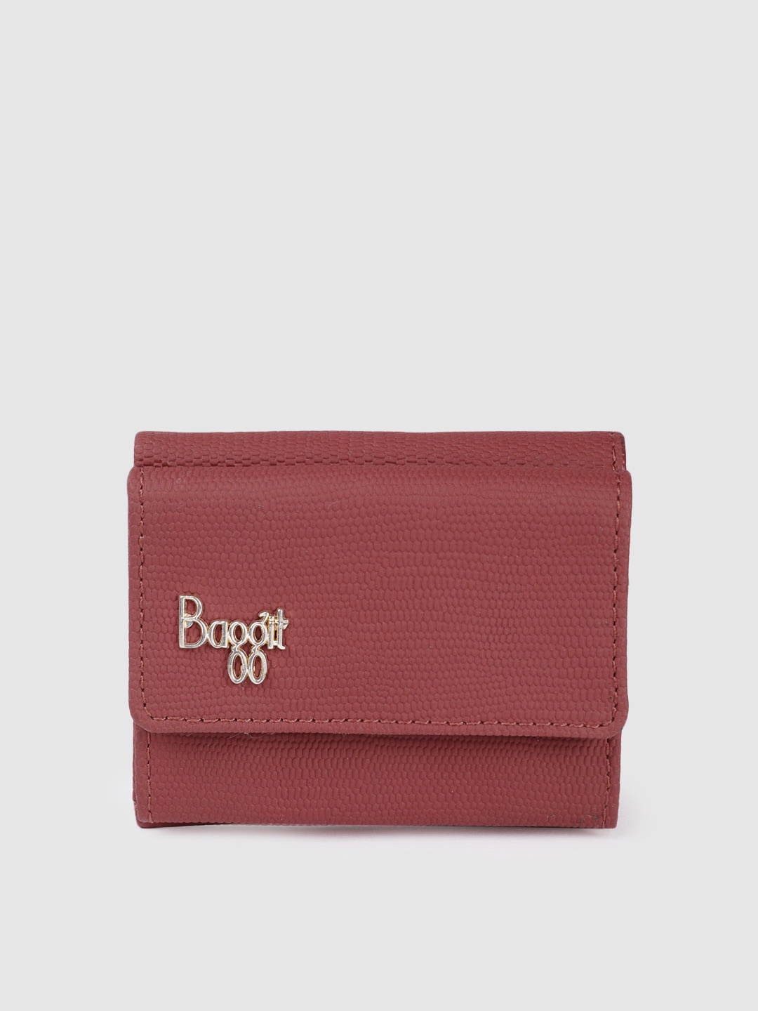 

Baggit Women Animal Textured PU Three Fold Wallet, Red