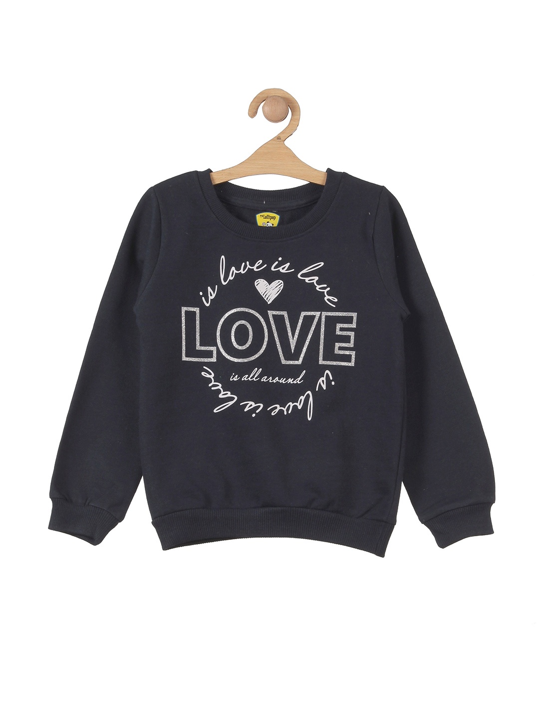 

Lil Lollipop Girls Printed Cotton Round Neck Sweatshirt, Navy blue