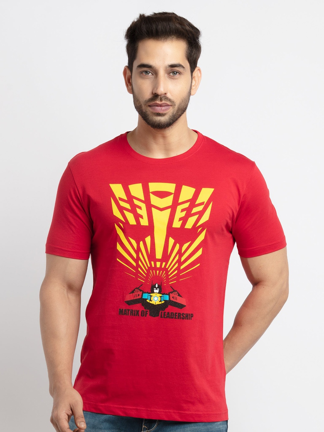 

Status Quo Men Printed Cotton T-shirt, Red