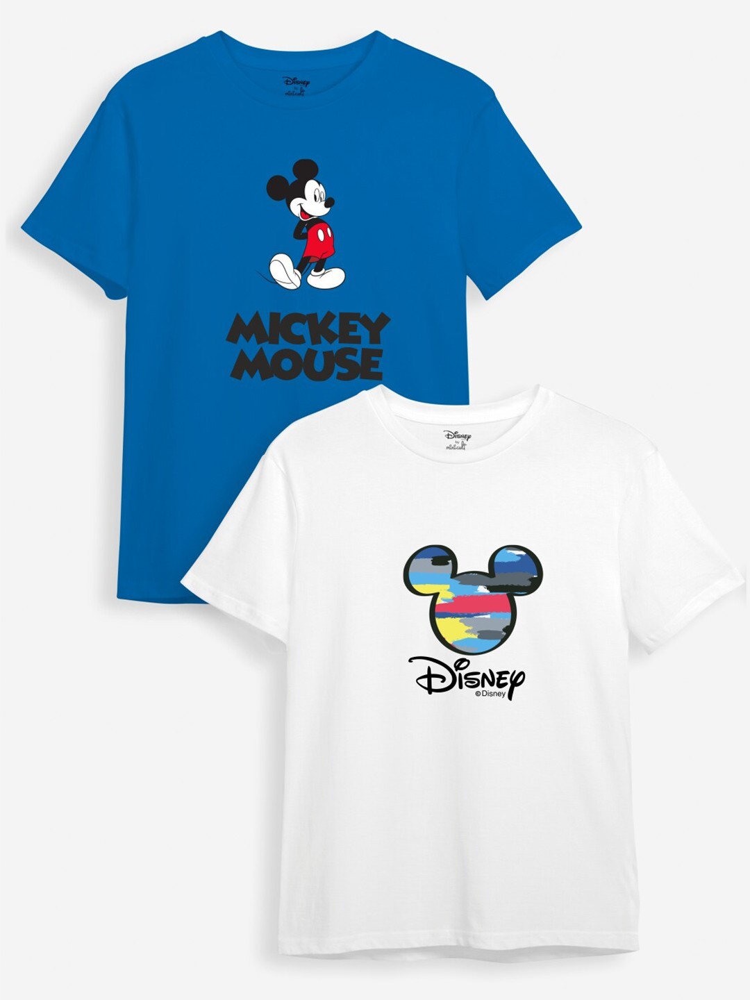 

Minicult Kids Pack Of 2 Disney Mickey Mouse Printed Cotton T-shirt, White