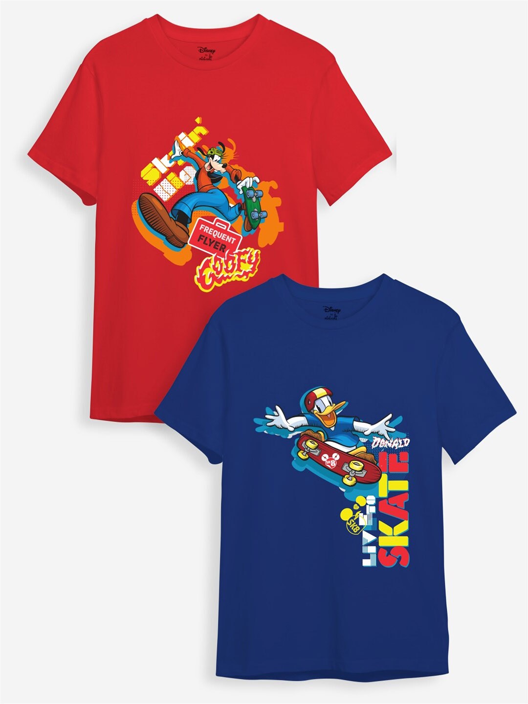 

Minicult Kids Pack Of 2 Disney Mickey Mouse Printed Cotton T-shirt, Navy blue
